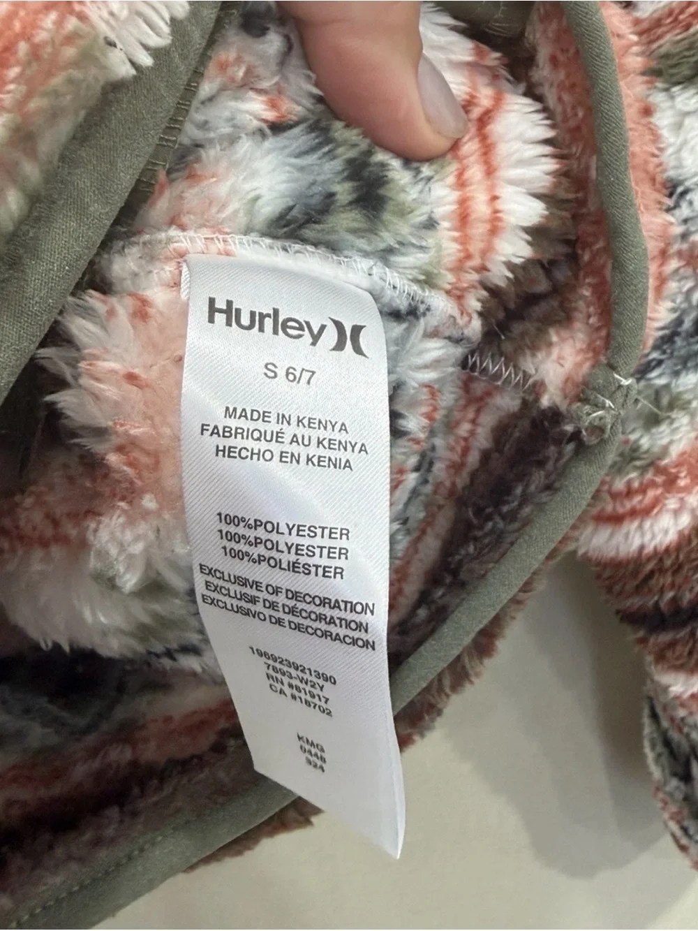 NEW Hurley Boy's Sherpa Plush Printed Quarter-Zip Jacket Size S(6/7) NWT
